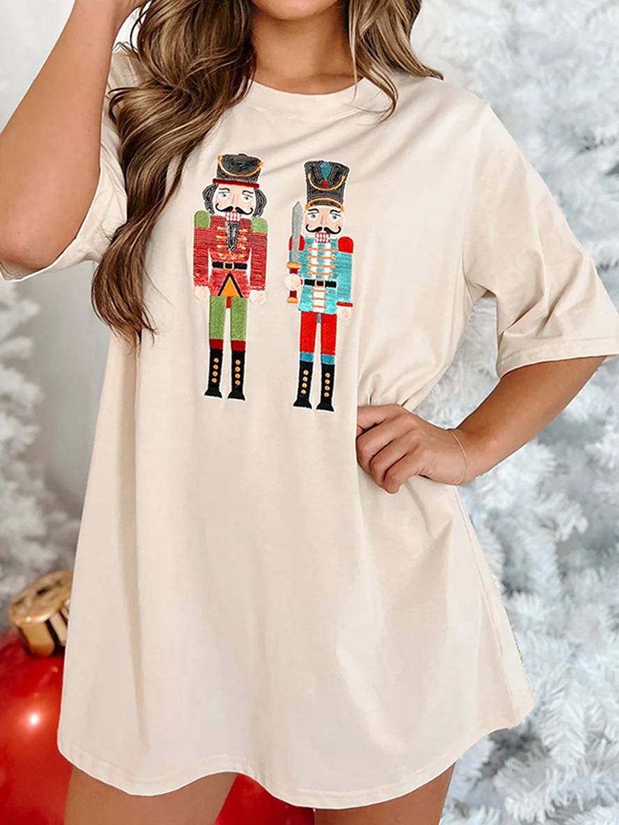 Levoire | T-Shirt Robe Brillante Paillettes Col Rond Manche Courte Femme Élégant Décontracté Noël Robe De Cocktail