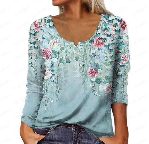 Levoire | shirt avec boutons de fleurs géométriques (Modèle 3)