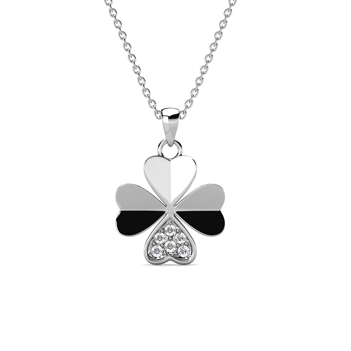 Levoire | et pendentif pétale Clover orné de 6 cristaux Swarovski - Livraison Offerte Plaqué Rhodium