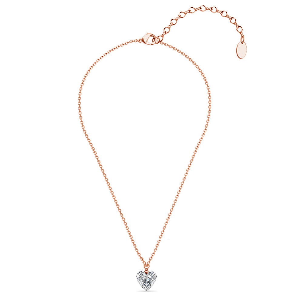 Levoire | et Pendentif Cheery heart Plaqué Or Rose orné de cristaux autrichien haute qualité - Livraison Offerte