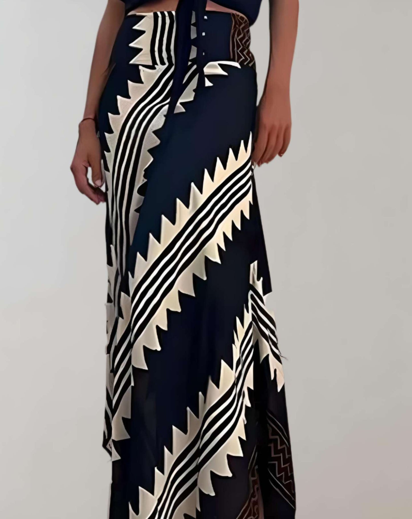 Levoire - Jupe longue à taille haute avec imprimé à motifs aléatoires Noir