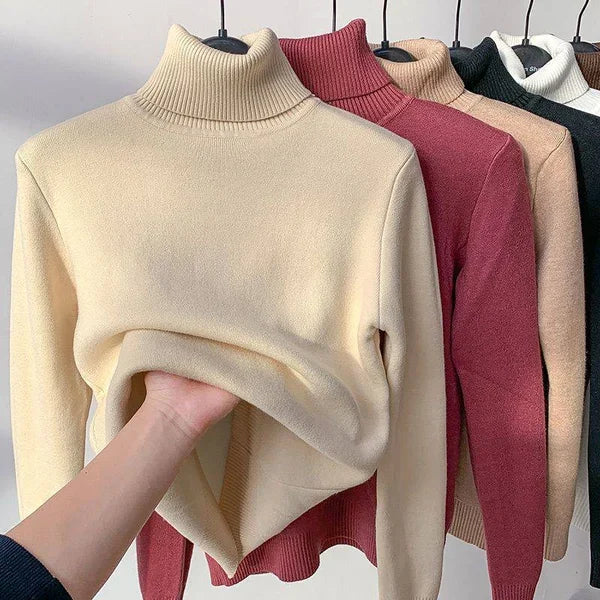 Levoire | Tricot Haut Col Roulé Pull Pour Femmes Mode Tricot Beige