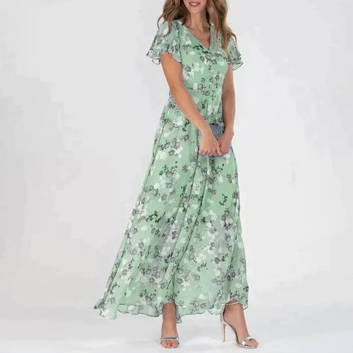Levoire | Élégante Robe À Fleurs Vert