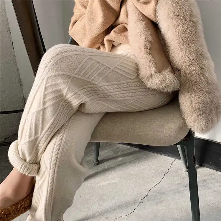 Atasha™ - PANTALONS DE SURVÊTEMENT EN CACHEMIRE Avoiré Beige