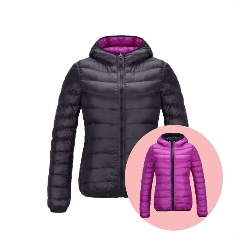 Levoire | Veste Légère En Duvet Pour Femmes | Hiver Noir & Violet