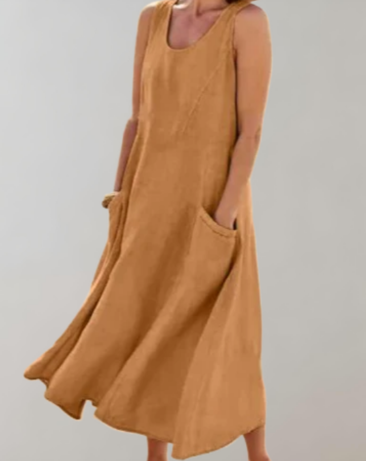 Levoire | Robe D'Été Décontractée Pour Femmes Avec Poches En Matériau Léger Braun