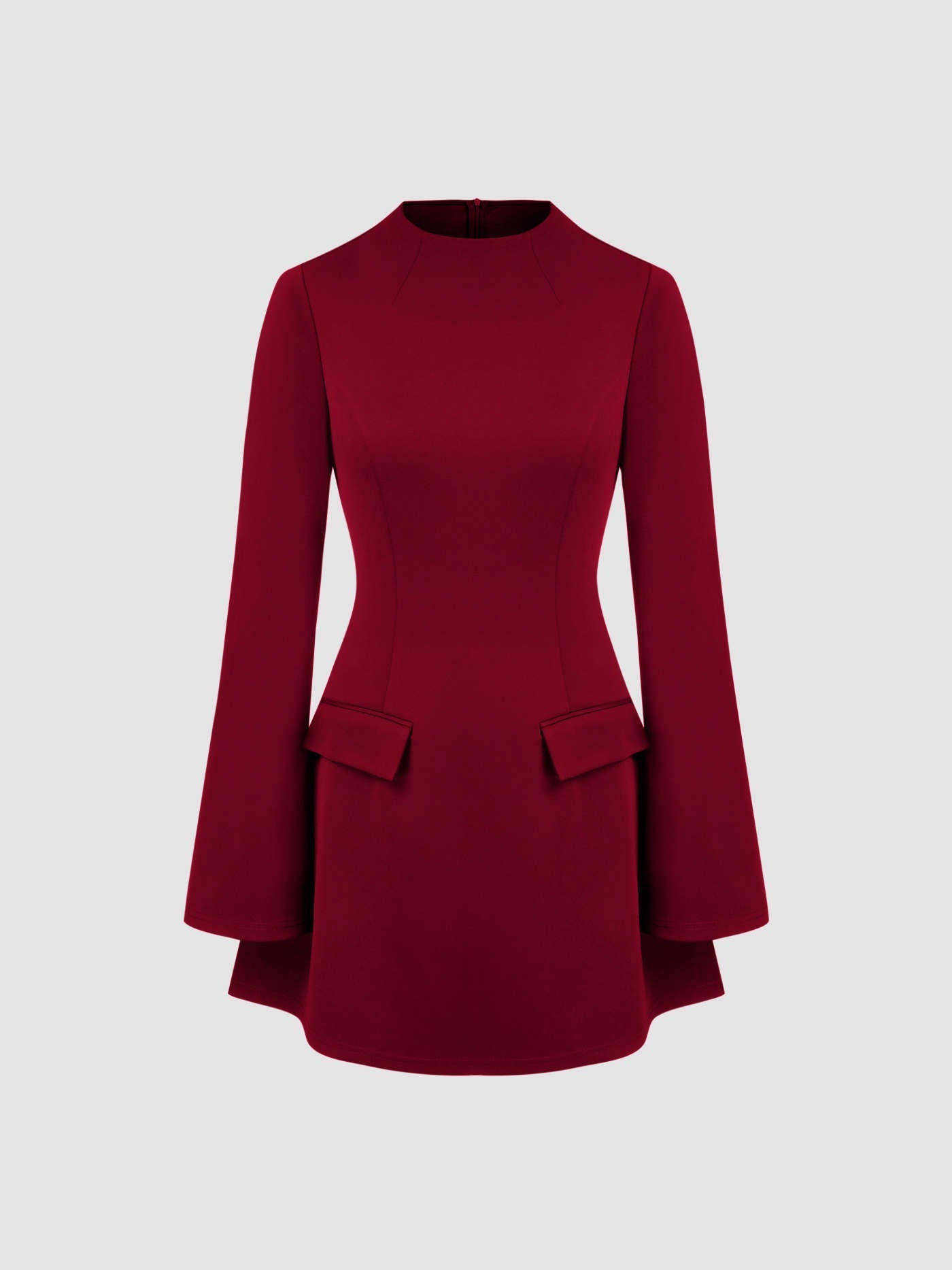 Levoire | Robe Mini À Col Rond Uni À Manches Longues Rot