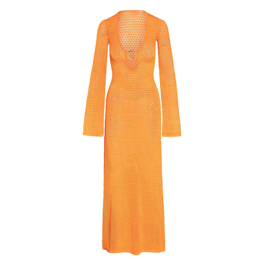 Levoire | Robe Maxi Tricot Avec Détail Découpé Orange