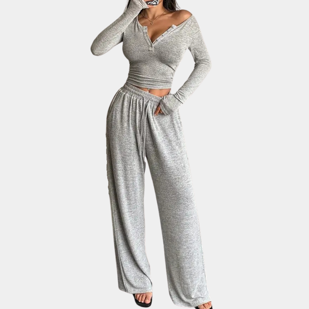 Levoire | Ensemble De Pantalon Et Pull Pour Femmes À Deux Pièces Gris