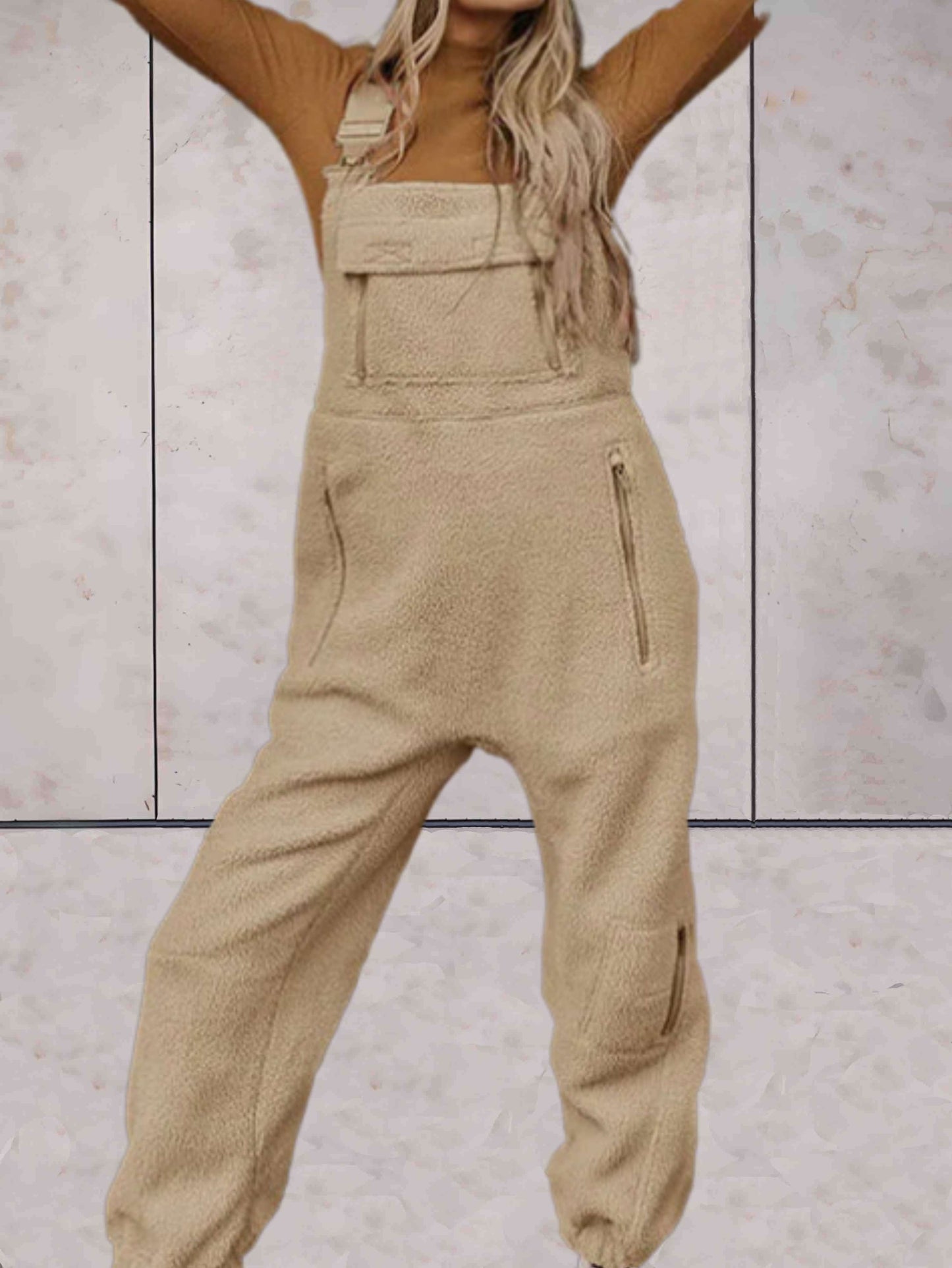 Levoire | Combinaison En Polaire Sans Manches Simple Avec Poches Pour Un Usage Quotidien Beige