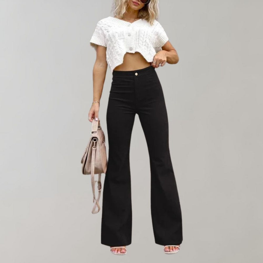 Levoire | Pantalons larges en velours tendance Noir