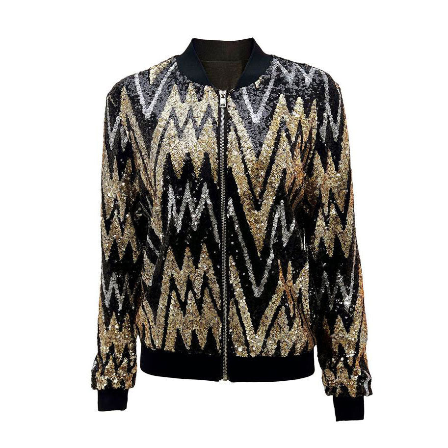 Levoire | Bomber À Zip Pailleté À Manches Longues