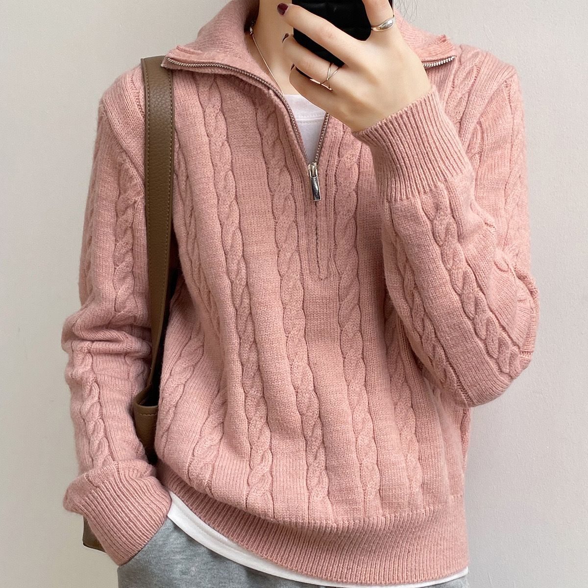 Levoire | Pull Tendance Avec Fermeture Éclair Rosa Une taille
