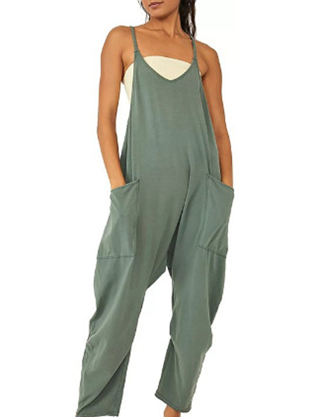 Levoire | Jumpsuit long sans manches avec fermeture éclair tendance Vert