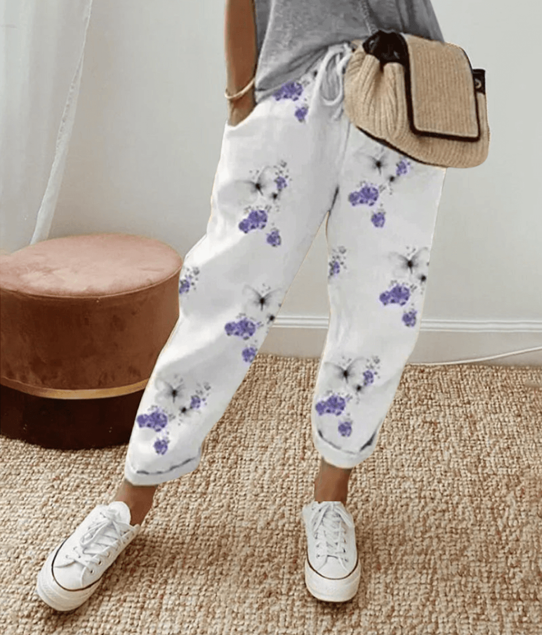 Levoire | Pantalon en coton élégant Fleurs