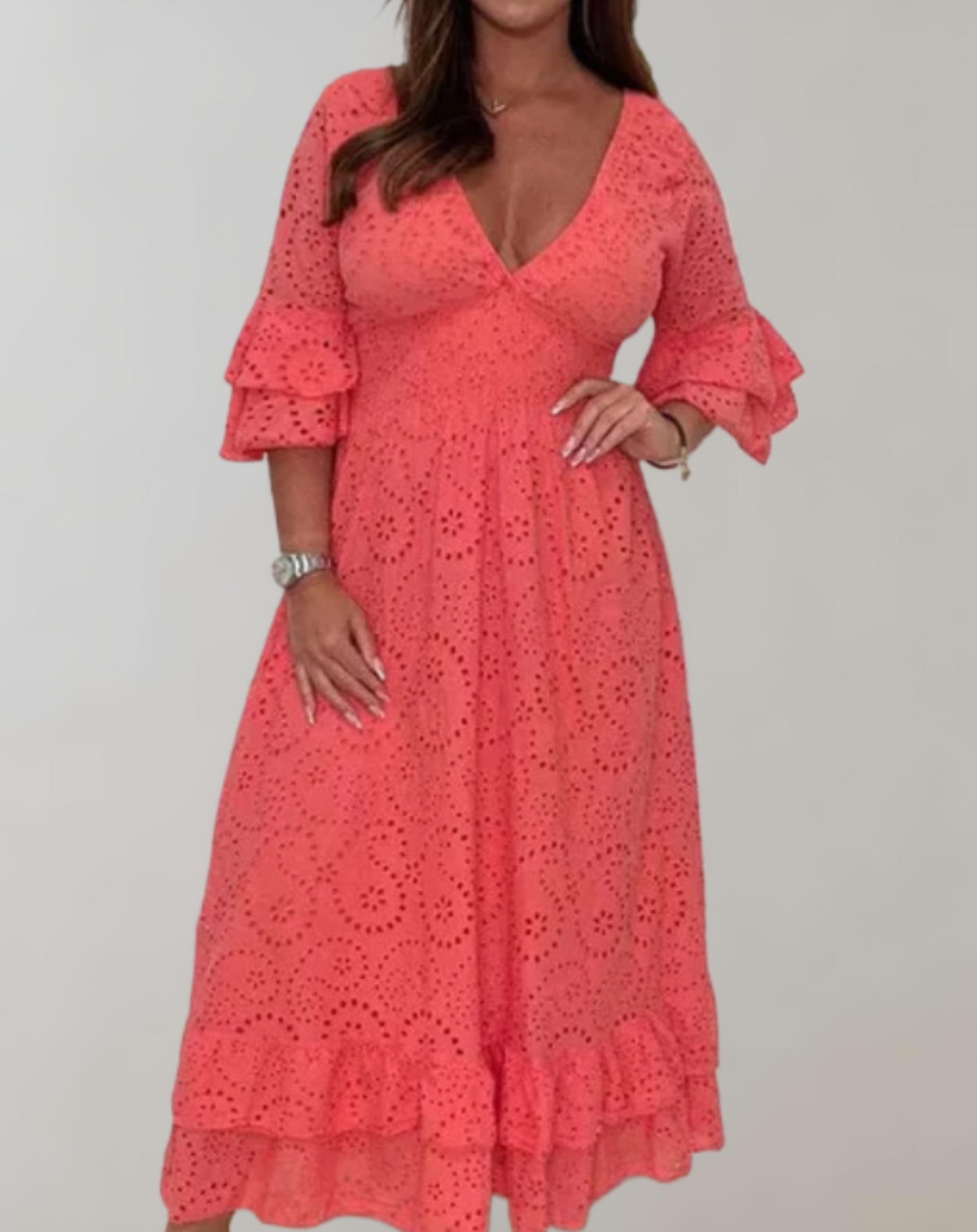 Levoire | Robe D'Été À Décolleté En V Décontractée Légère Robe Rot