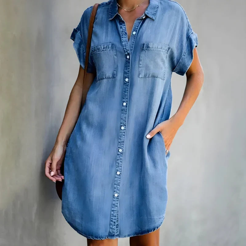 Levoire | Robe En Denim Confortable Et Décontractée Bleu clair