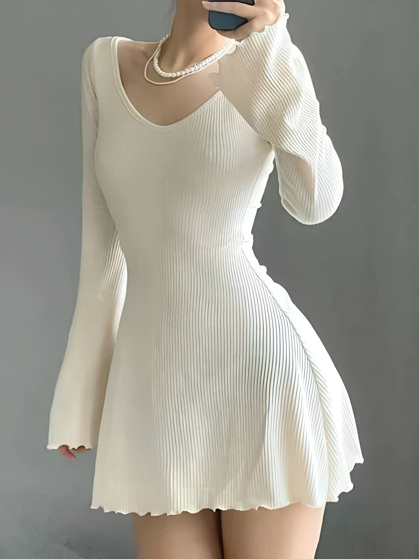Levoire | Robe Mini Élégante Avec Sensation Cachemire Blanc