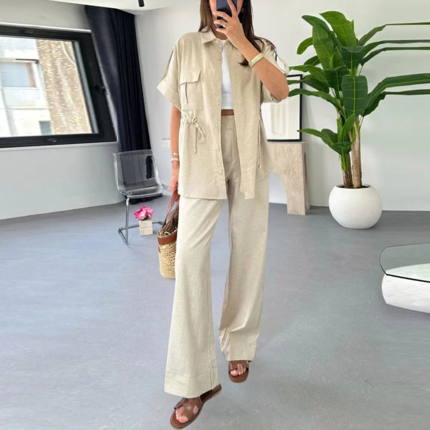 Levoire | Ensemble D'Été Pour Femmes En Deux Pièces Khaki