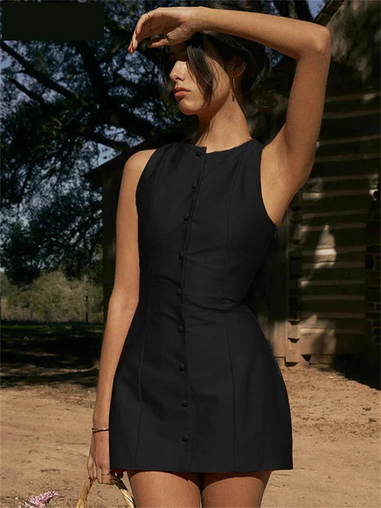 Levoire | Élégante robe mini boutonnée Noir