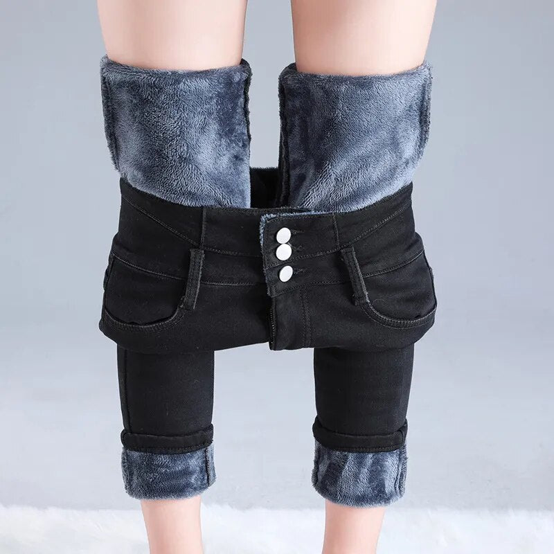 Levoire | Coupe Slim Pantalons Taille Haute En Polaire Avec Poches Noir