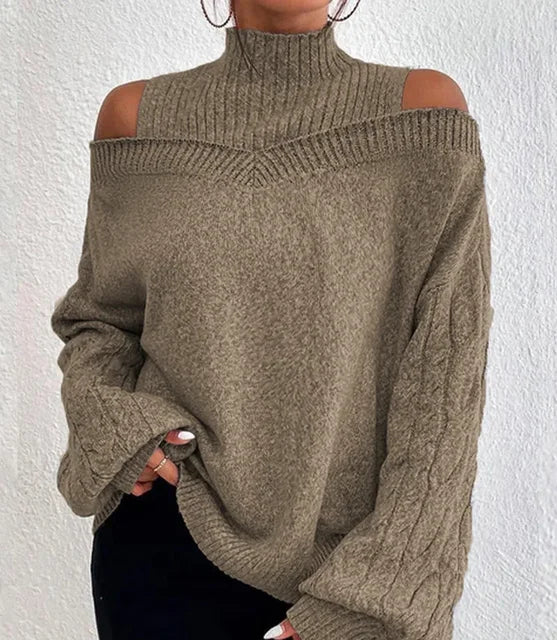 Levoire | Pull Confortable Intemporel Avec Col Montant Khaki