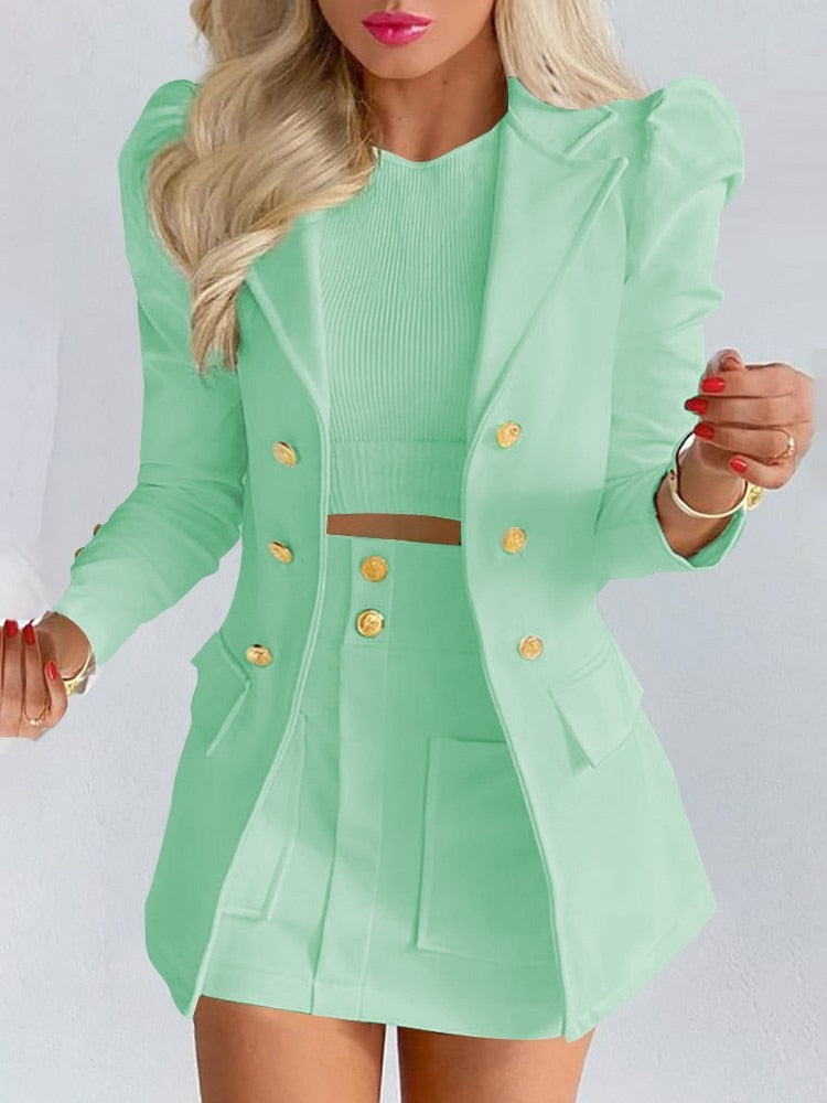 Levoire | Ensemble 2 Pièces | Blazer + Jupe Vert clair