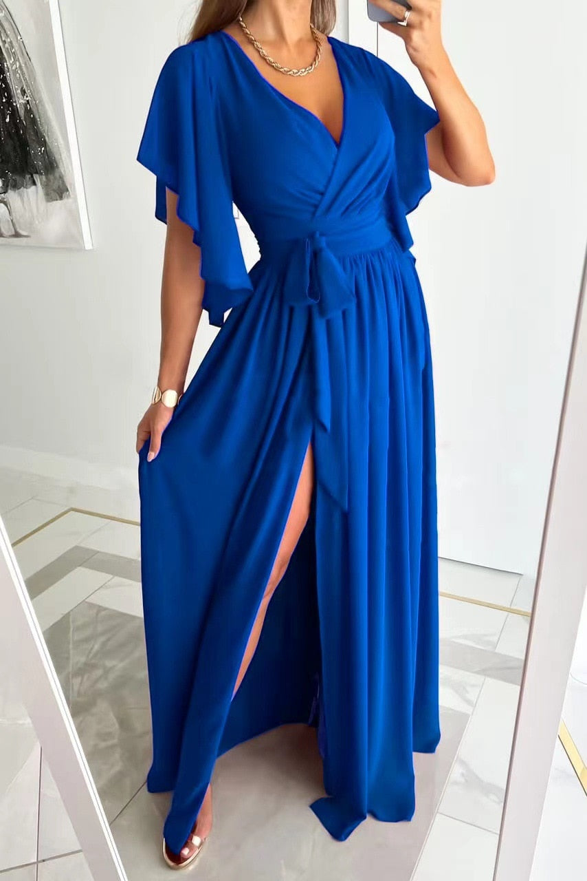 Levoire | Robe Maxi Avec Fente Bleu