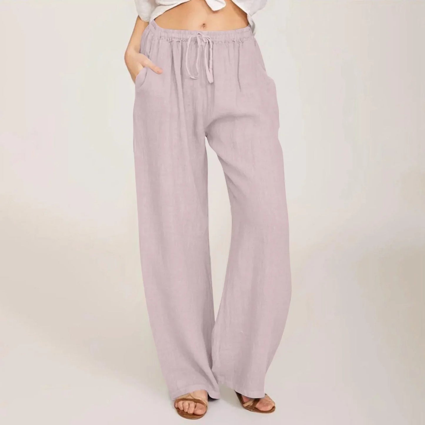 Levoire | Pantalon En Coton Et Lin Respirant Pour Femmes Lilas clair