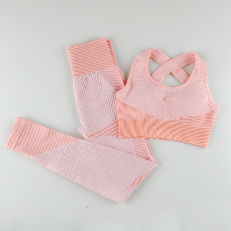 Levoire | Ensemble De Vêtements De Sport Avec Brassière À Bretelles Croisées Saumon