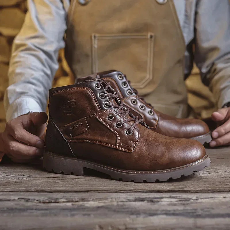 Levoire | Bottes En Cuir Pour Hommes Dans Le Style Britannique Braun