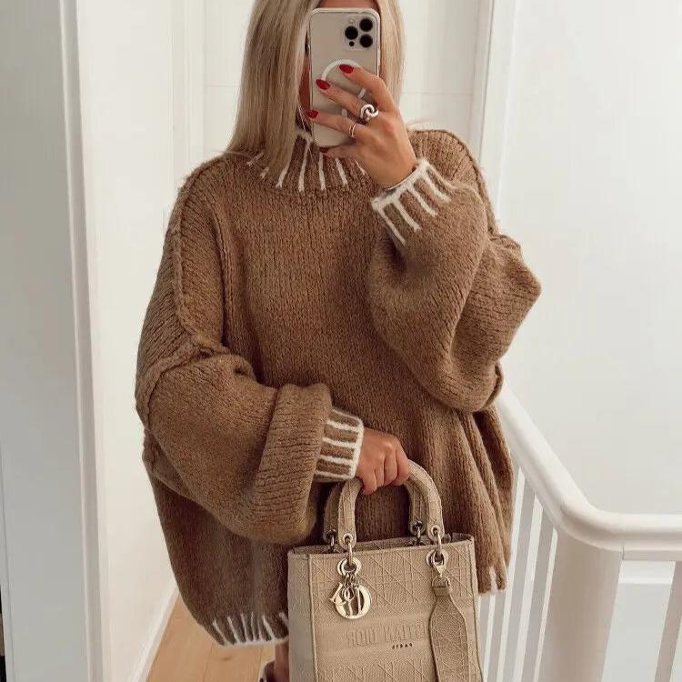 Levoire | Pull En Polaire Oversized À Manches Longues Chaude Braun