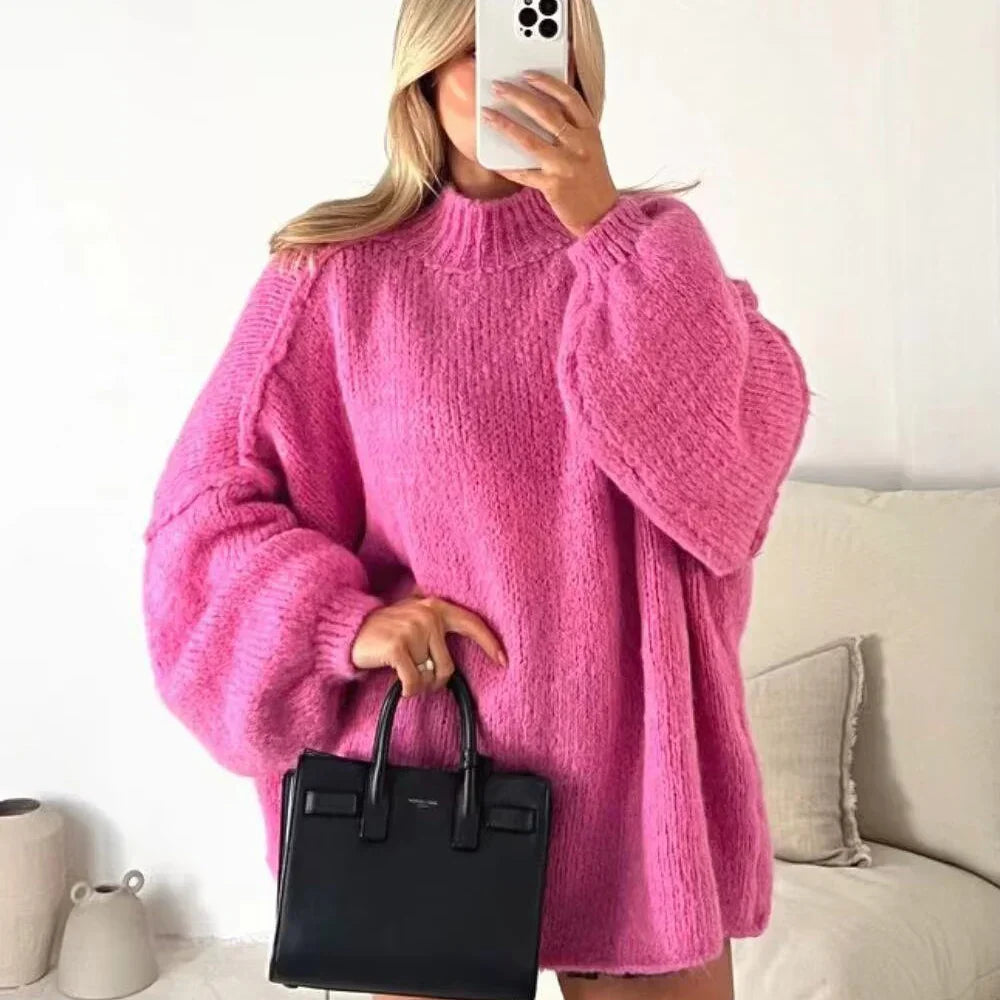 Levoire | Lssiger Pull En Maille Avec Col Montant Rosa