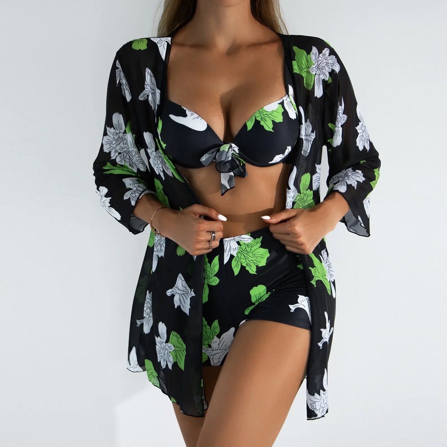 Levoire | Ensemble Bikini Fleuri Pour Femme Noir