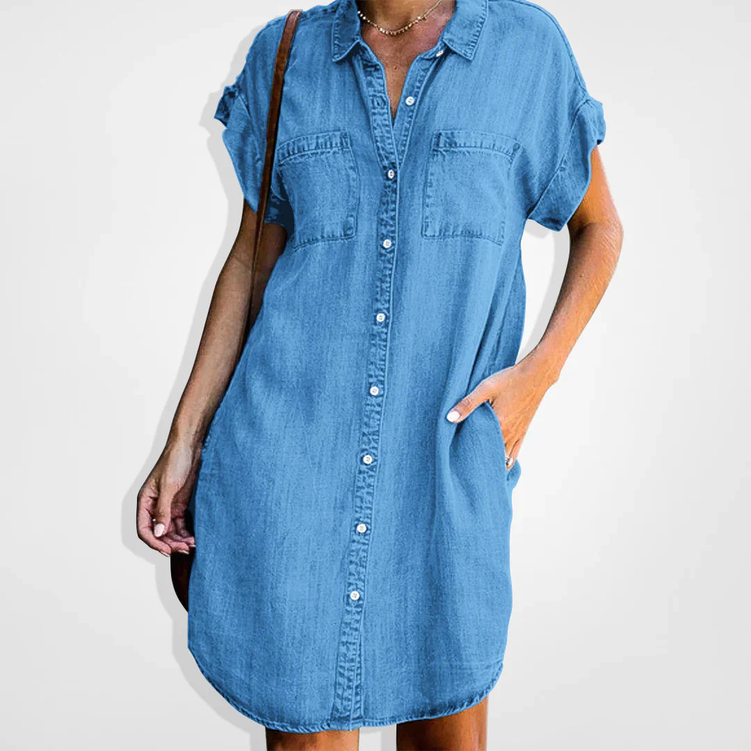 Levoire | Robe En Denim Decontractee Avec Une Touche Moderne Bleu fonce