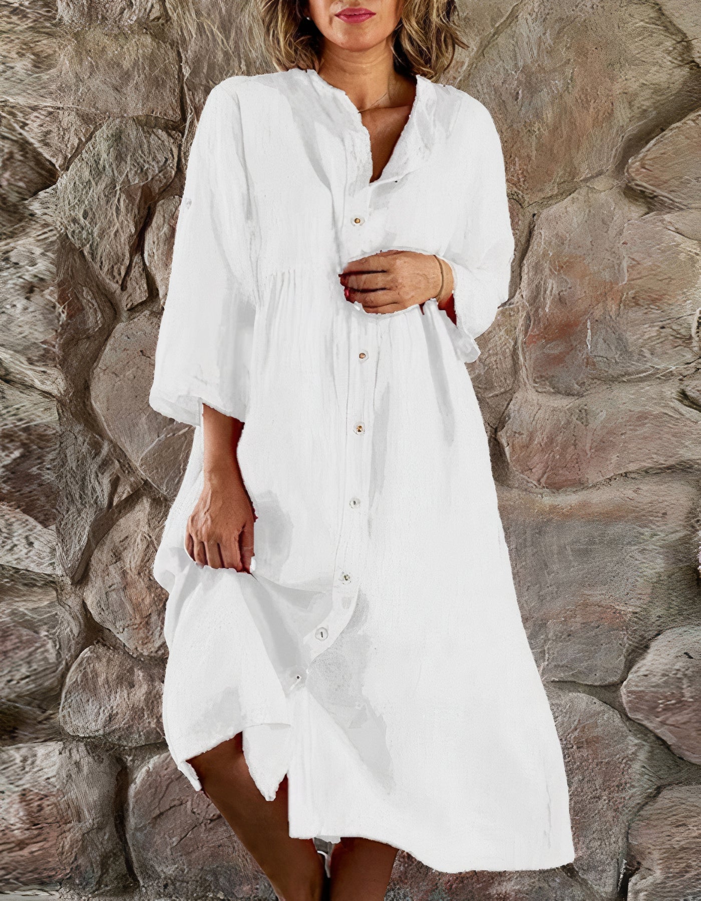 Levoire | Robe de plage en coton et lin Blanche