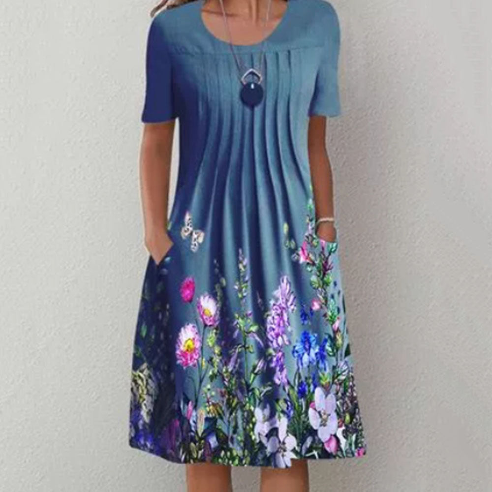 Levoire | Robe Printemps Vintage à Imprimé Floral Bleu