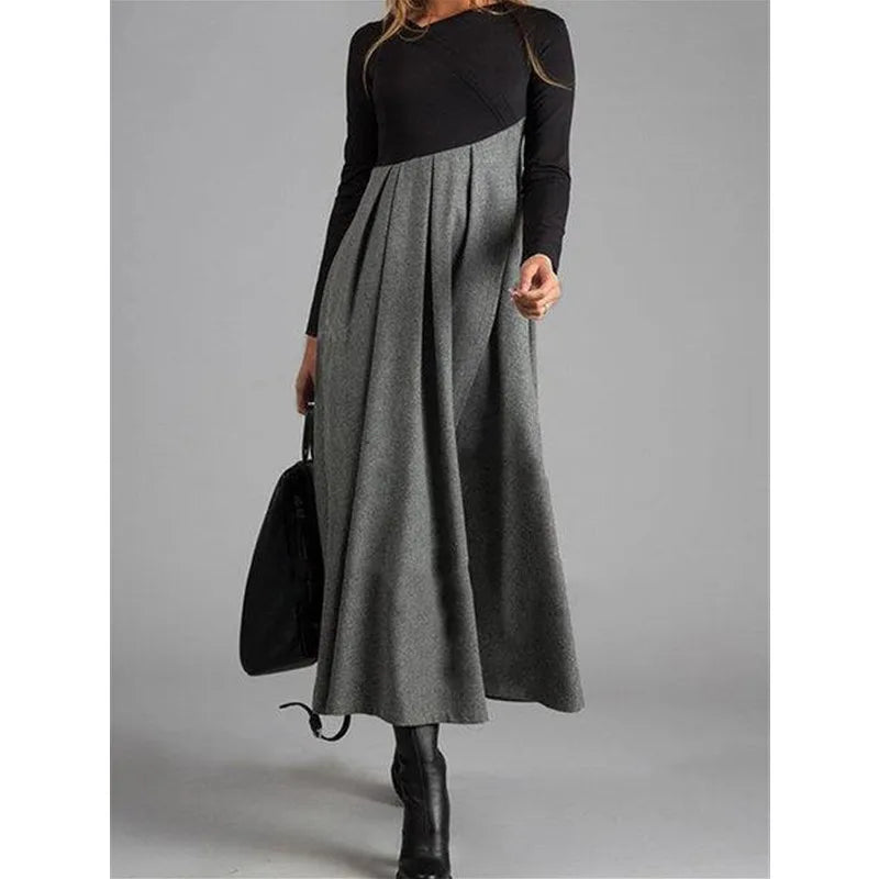 Levoire | Robe Maxi Confortable À Manches Longues En V Gris