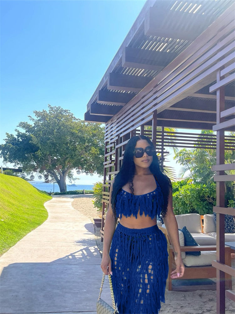 Levoire | Vêtements De Plage Crochet 2 Ensemble De Robe Deux Pièces bleu