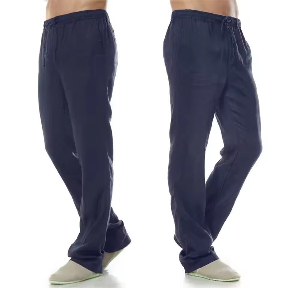 Levoire | Pantalons Streetwear En Lin Pour Hommes Légers, Respirants Et Confortables Marine