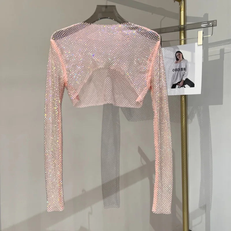 Levoire | Diamond Manches Longues Meshtop Rosa Taille unique