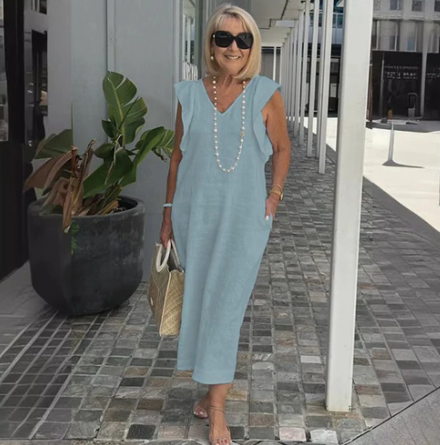 Levoire | Robe En Coton Et Lin Bleu clair