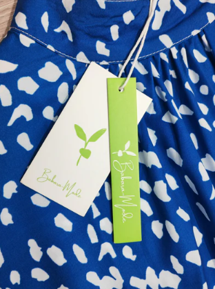 Levoire | Robe Midi Imprimée Bleue Avec Col Rond