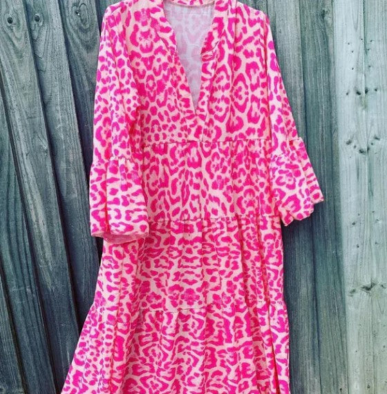 Levoire | Robe Rose Avec Motif Léopard