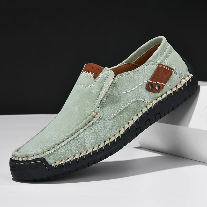 Levoire | Chaussons Cuir Souple Homme Vert de pomme