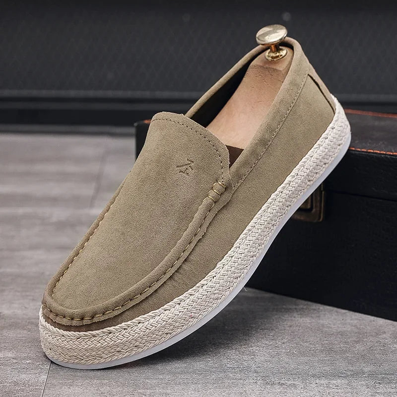 Levoire | Loafers En Toile En Suède Velours À Enfiler Khaki