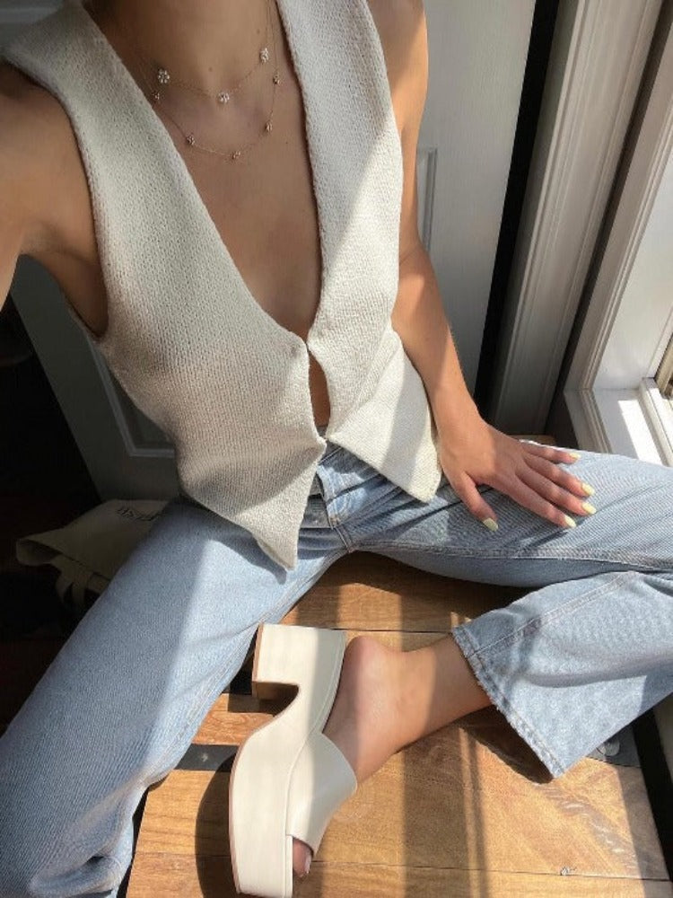 Levoire | Haut chic à trois boutons Blanc