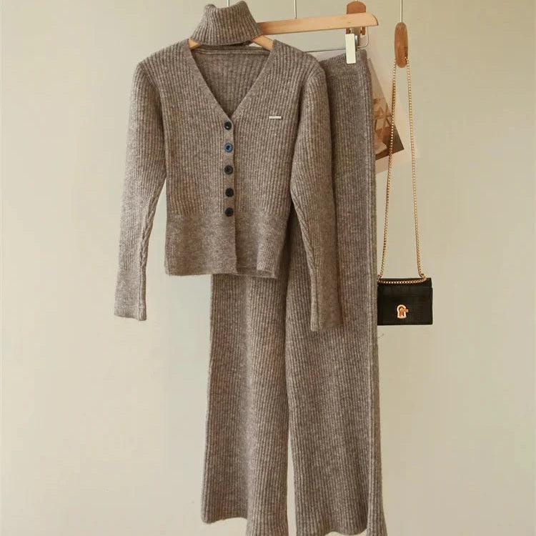 Levoire | Écharpe En Cachemire Prête Pour Le Bureau Et Pantalon Taille Haute Dans L'Ensemble Assorti Braun Une taille