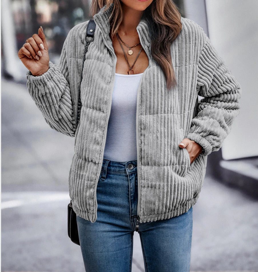 Levoire | Veste De Collège À Manches Longues Avec Fermeture Éclair Et Poches Gris