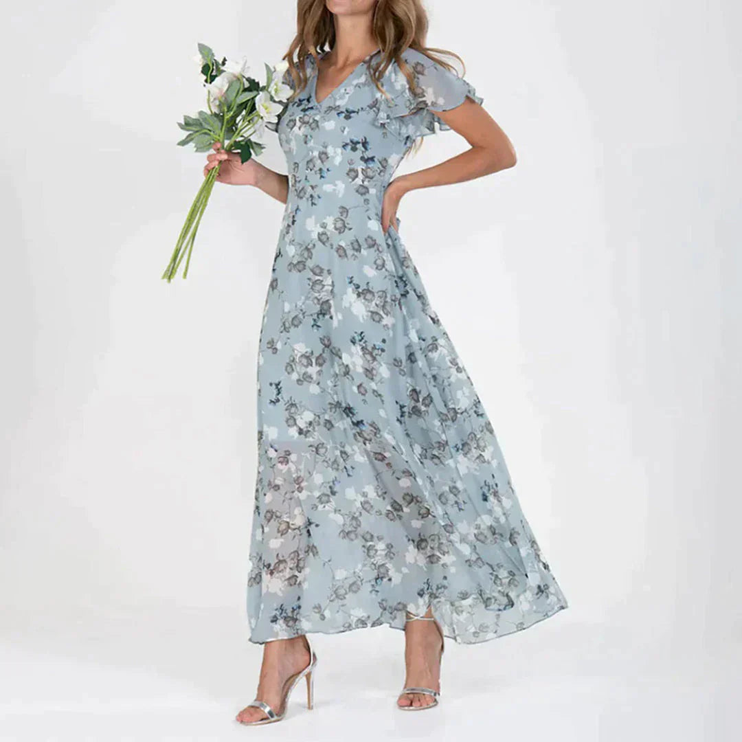 Levoire | Robe à fleurs élégante Bleu ciel